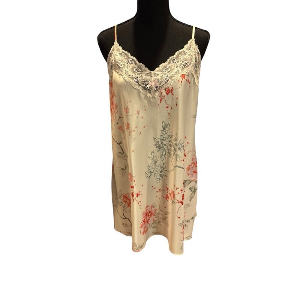 Linea Donatella Women's Lace Trim Floral Print Dress Chemise Size Xtra Large